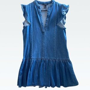 FOREVER 21 Blue Denim Ruffle Dress Women’s Size Medium